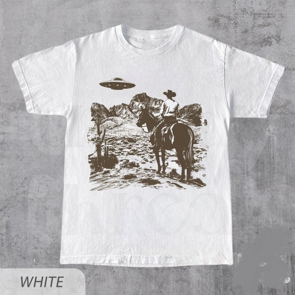 Ufo Western Shirt Retro T-Shirt Retro Cowboy TShirt Rodeo T Shirt
